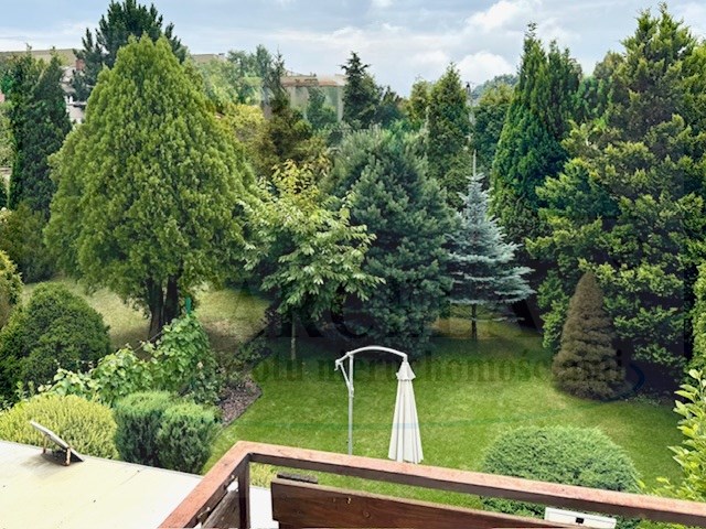 widok z balkonu na ogród 